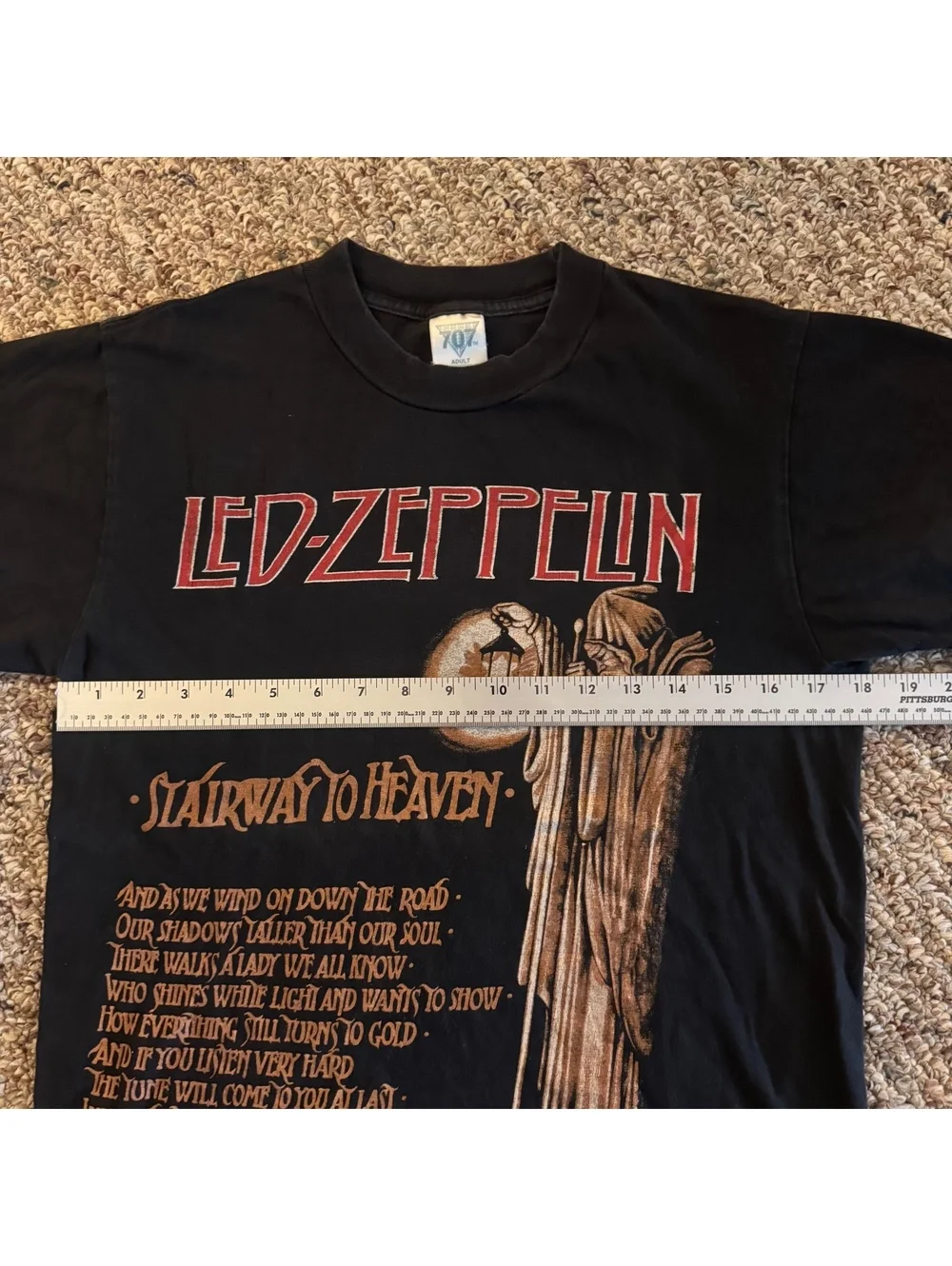 Men’s Led Zeppelin Stairway to Heaven Graphic T-Shirt Short Sleeve Black Size S